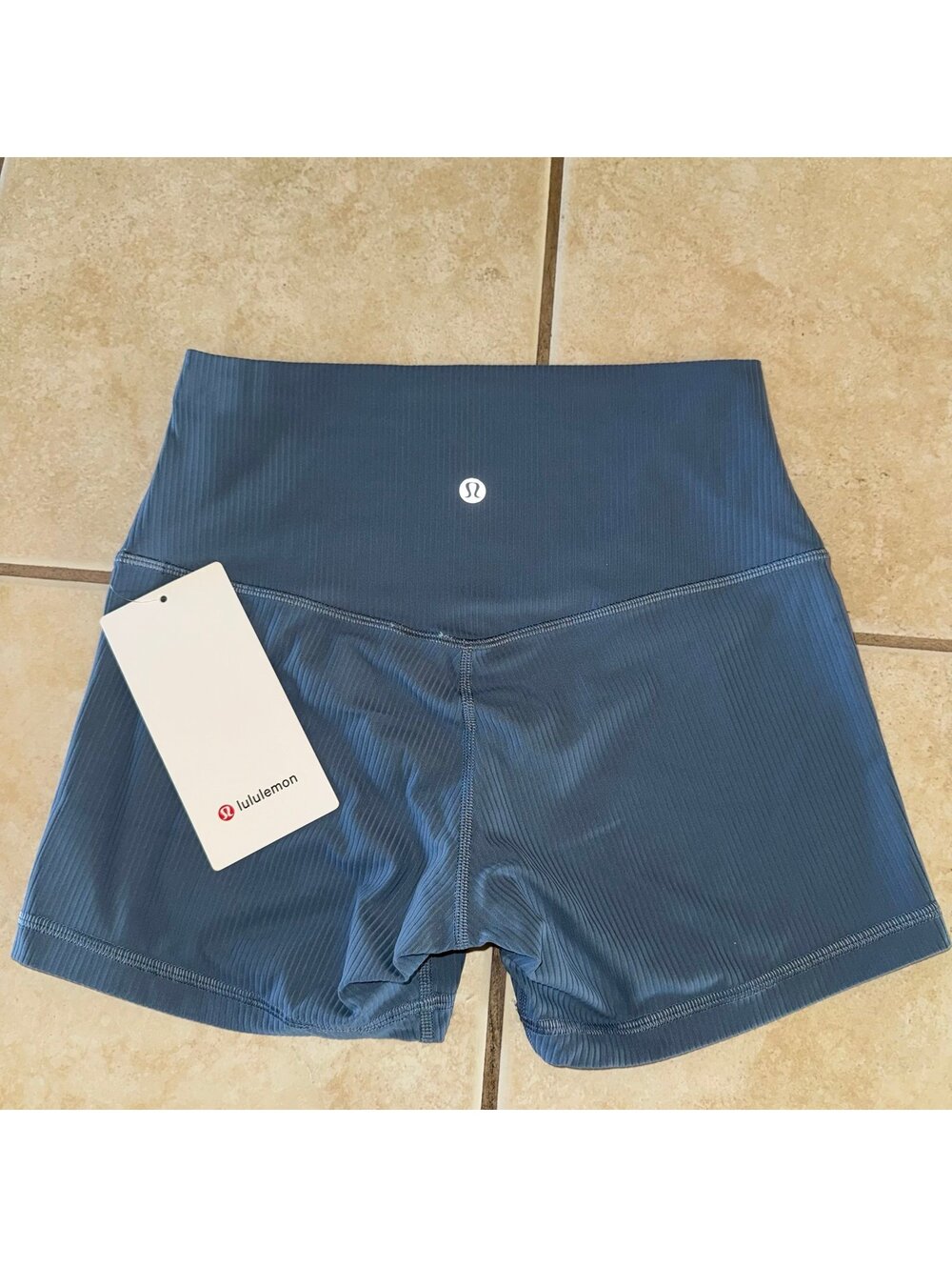 Lululemon Align Ribbed Short High Rise 4” Steel Blue Size 6 NWT